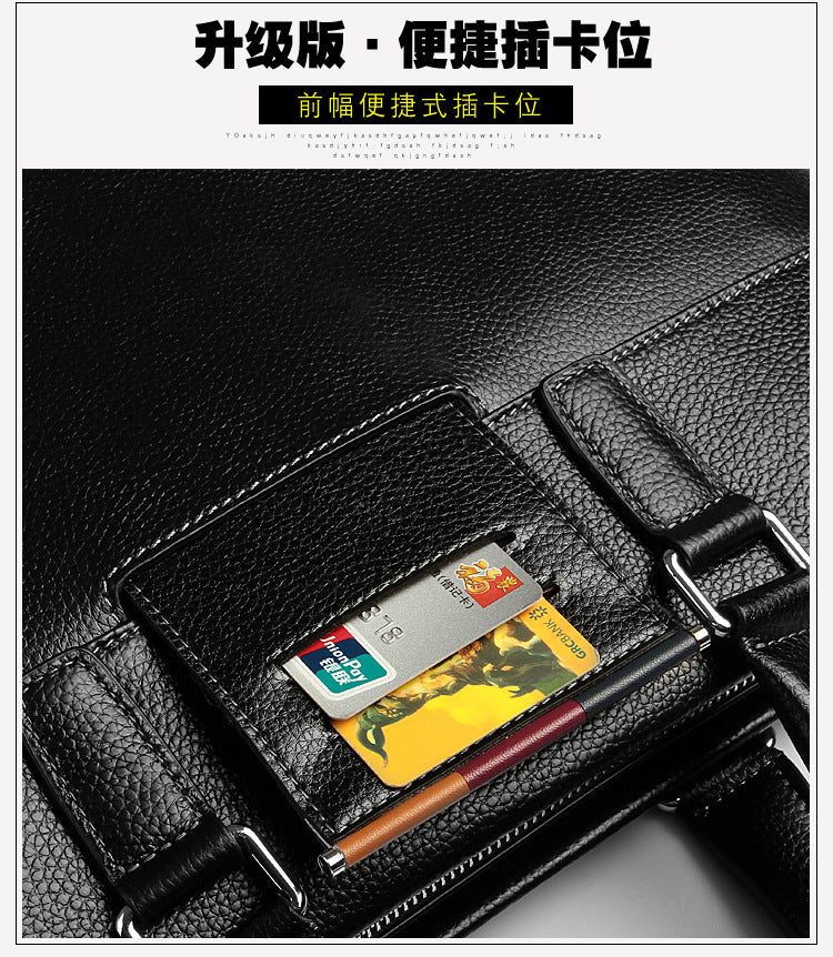 Men's handbag genuine cowhide leather computer bag men's handbag business briefcase