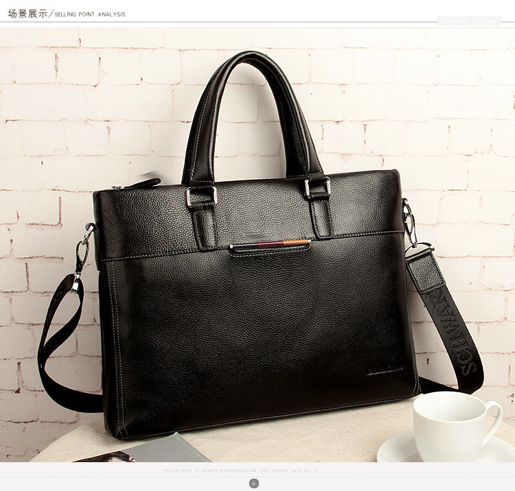 Men's handbag genuine cowhide leather computer bag men's handbag business briefcase