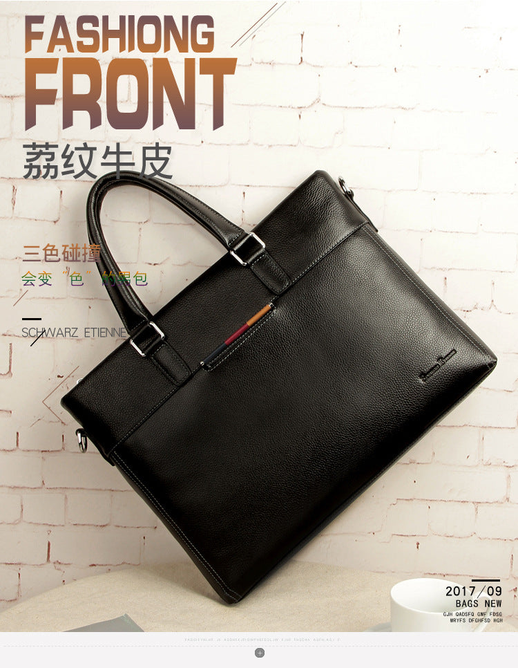 Men's handbag genuine cowhide leather computer bag men's handbag business briefcase