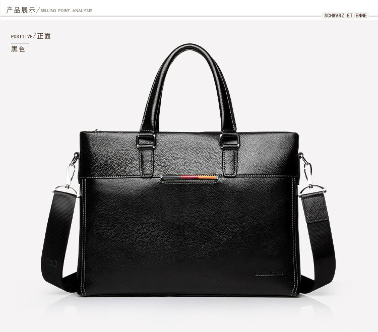 Men's handbag genuine cowhide leather computer bag men's handbag business briefcase