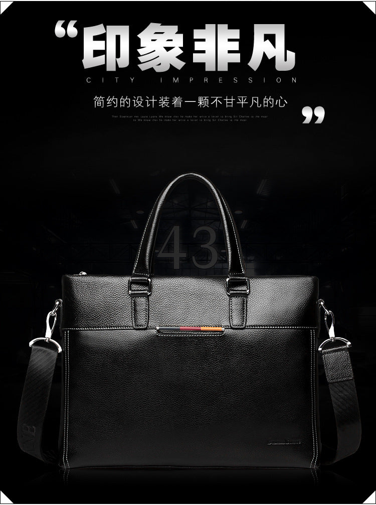Men's handbag genuine cowhide leather computer bag men's handbag business briefcase