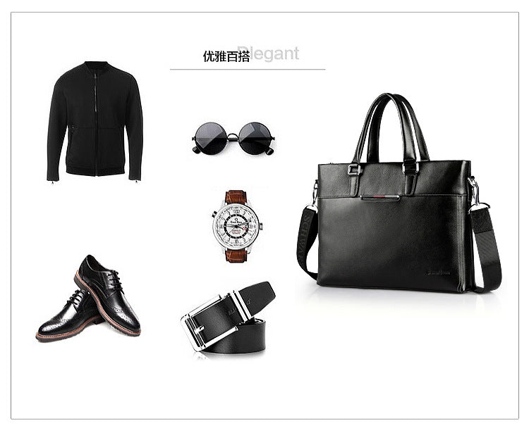 Men's handbag genuine cowhide leather computer bag men's handbag business briefcase