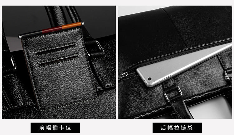 Men's handbag genuine cowhide leather computer bag men's handbag business briefcase