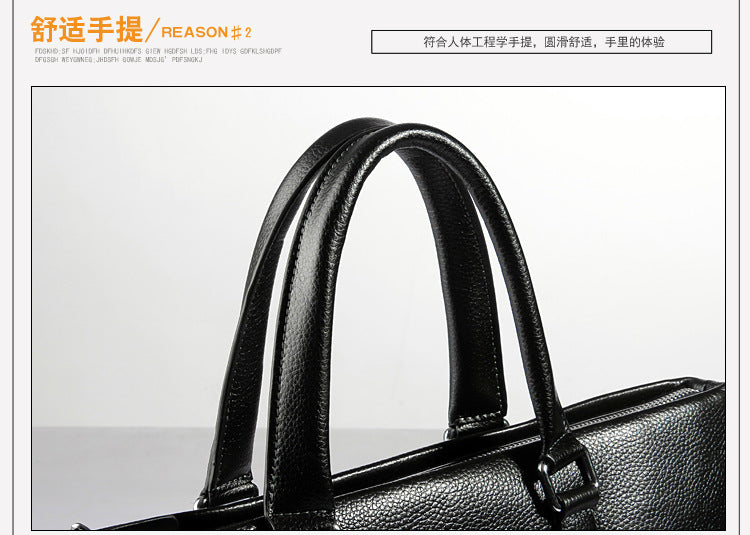Men's handbag genuine cowhide leather computer bag men's handbag business briefcase