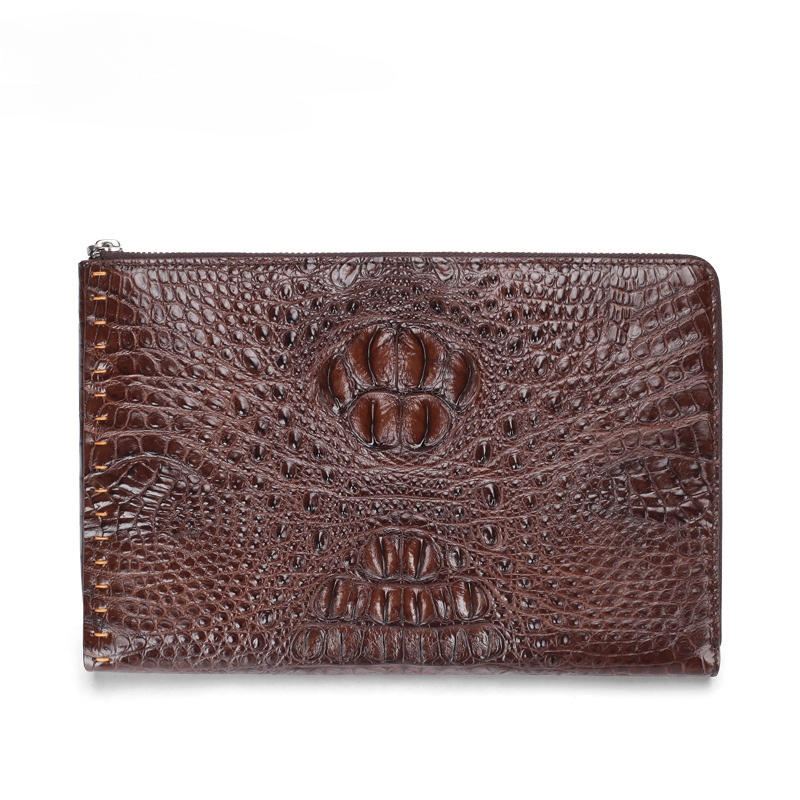 New Crocodile Skin Men's Handbag Business Casual Half Hand Sewn Men's Bag