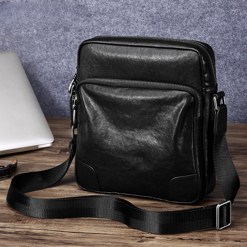 Men's shoulder bag genuine cowhide leather business casual fashion large capacity crossbody bag
