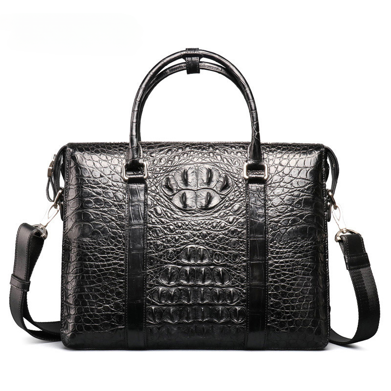 Siamese crocodile skin genuine leather men's briefcase handbag business trip commuting meeting business bag office bag file bag handbag shoulder bag