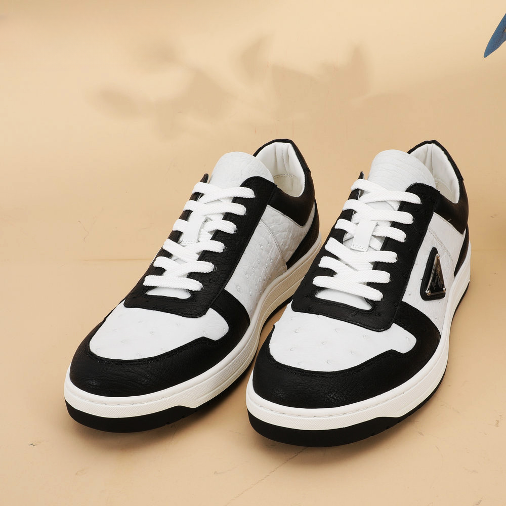 2023 New Ostrich Skin Men's Sneakers Genuine Leather Casual Fashion Men's Shoes