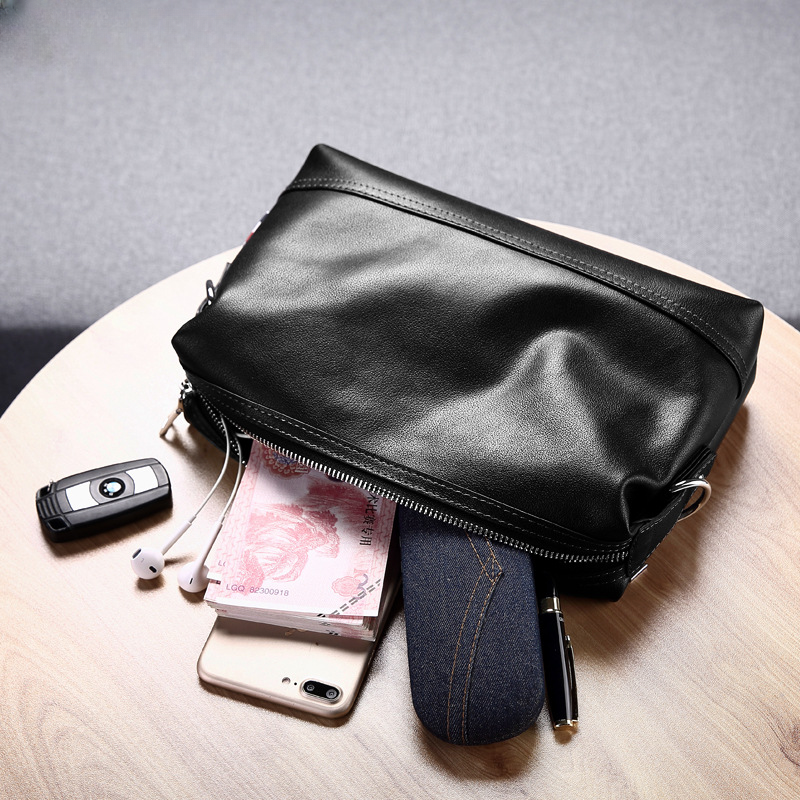 Men's Shoulder Bag Made of Genuine Cowskin Leather Casual Large Capacity Handbag Business Crossbody Bag