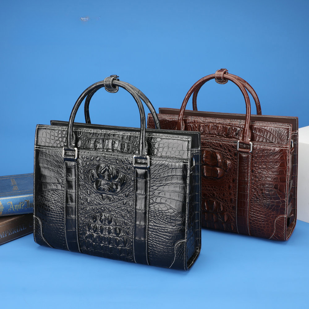 Men's briefcase Genuine crocodile leather handbag Business travel bag Office bag File bag Handbag