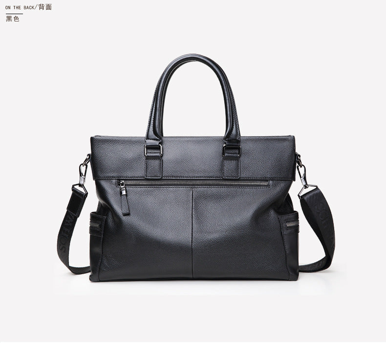 Men's handbag genuine cowhide business large capacity briefcase handbag