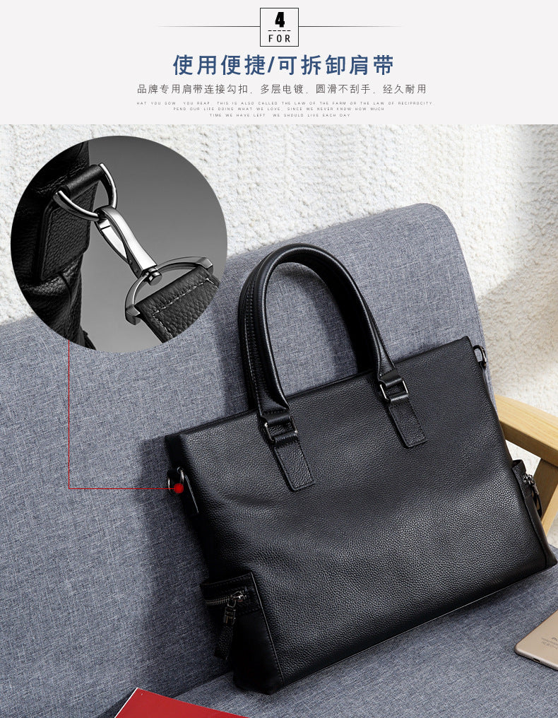Men's handbag genuine cowhide business large capacity briefcase handbag