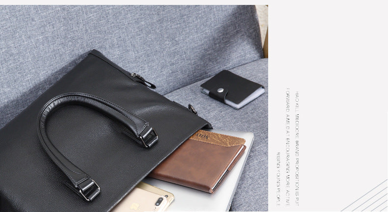 Men's handbag genuine cowhide business large capacity briefcase handbag
