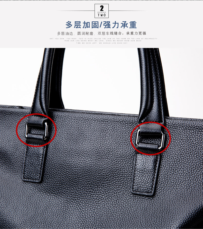 Men's handbag genuine cowhide business large capacity briefcase handbag
