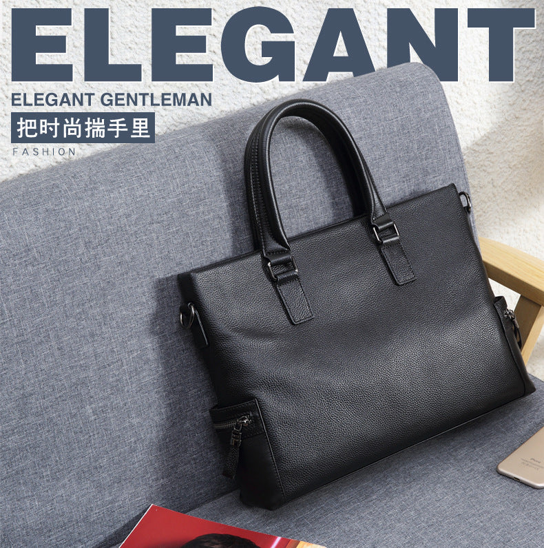 Men's handbag genuine cowhide business large capacity briefcase handbag