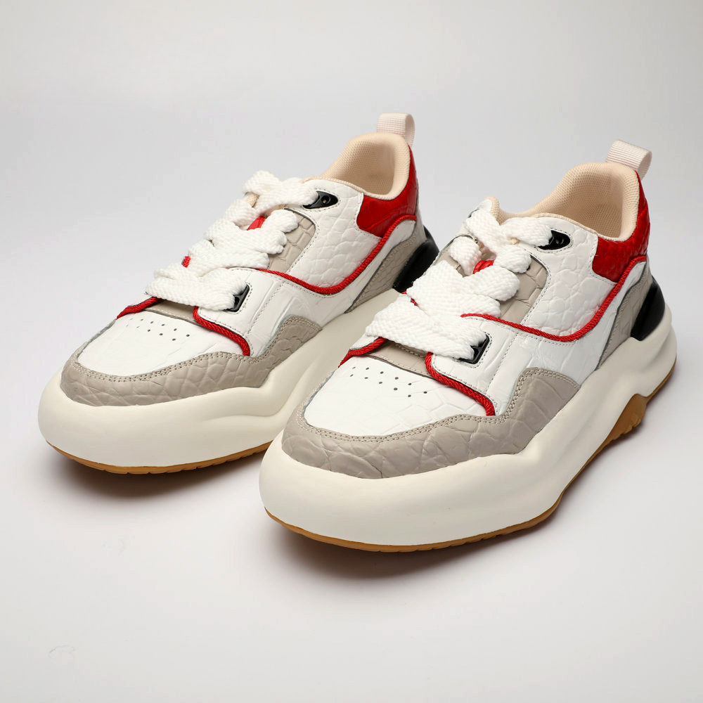 Crocodile skin men's sneakers casual shoes platform fashion wear-resistant men's shoes