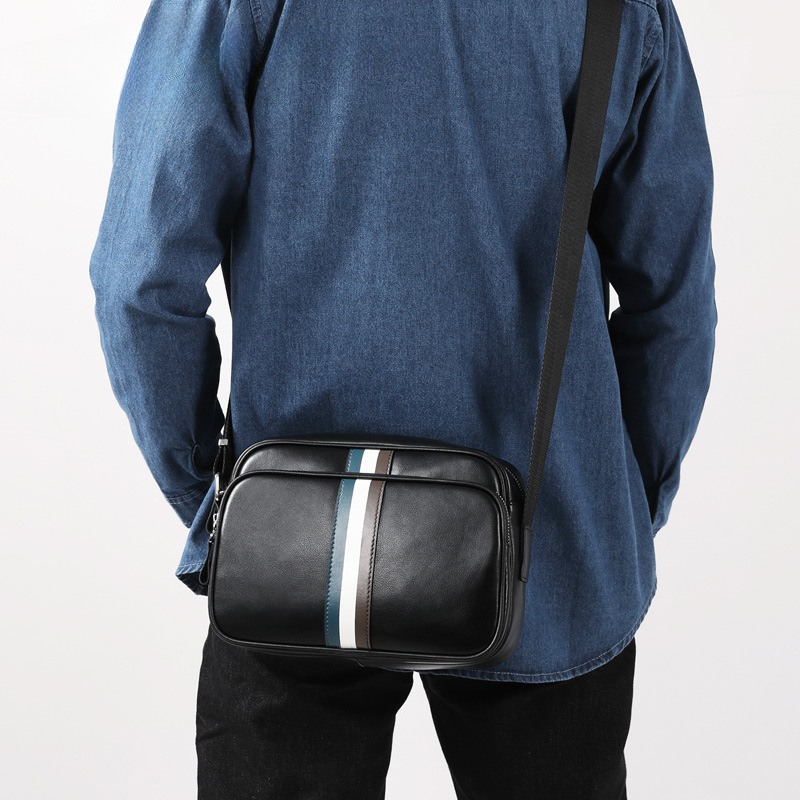 Men's shoulder bag, genuine cowhide leather, business fashion, large capacity, crossbody bag