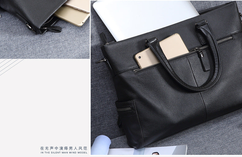 Men's handbag genuine cowhide business large capacity briefcase handbag
