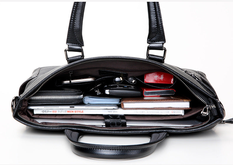 Men's handbag genuine cowhide business large capacity briefcase handbag