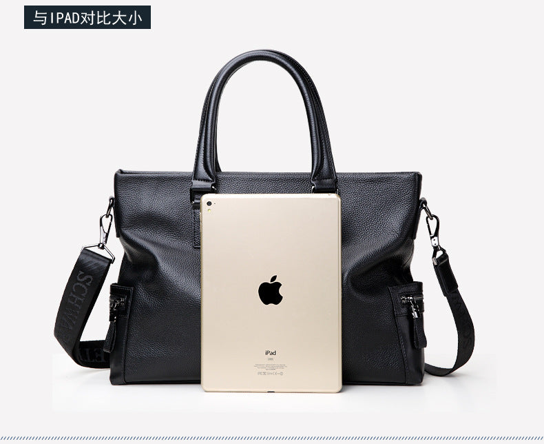 Men's handbag genuine cowhide business large capacity briefcase handbag