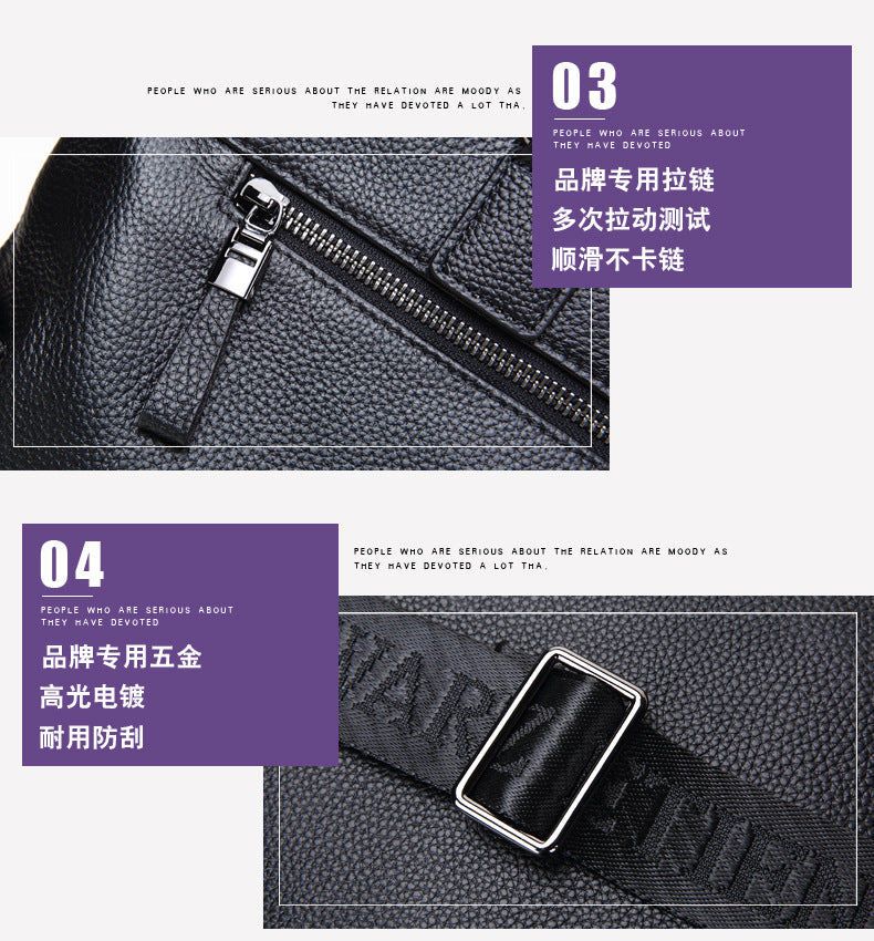 Men's handbag genuine cowhide business large capacity briefcase handbag