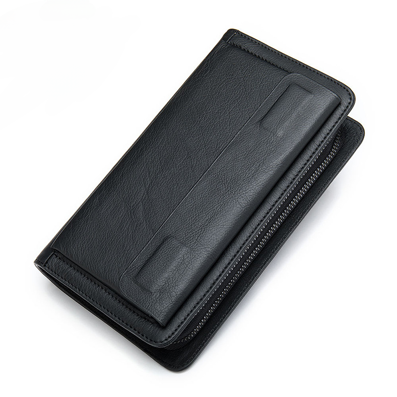 Men's Clutch Bag Genuine Cowhide Leather Wallet Card Holder Business Large Capacity Long Wallet Men's Handbag