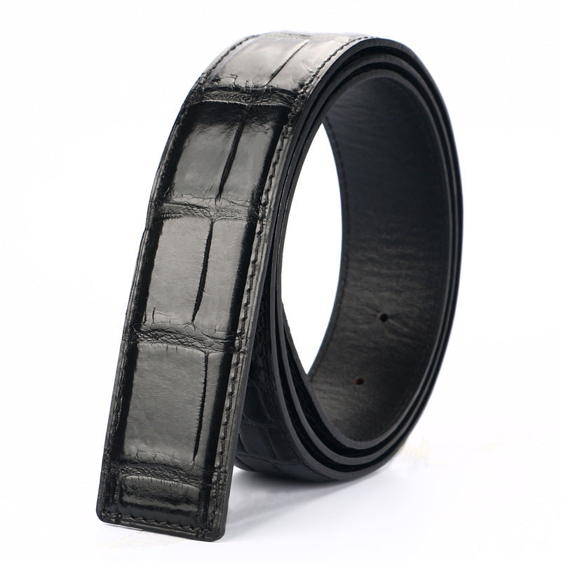 Crocodile skin belly skin without buckle men's belt genuine leather without splicing business casual plate buckle needle buckle men belt without buckle