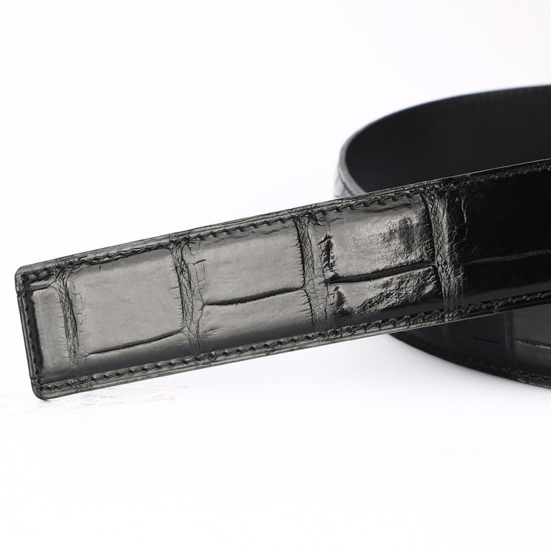 Crocodile skin belly skin without buckle men's belt genuine leather without splicing business casual plate buckle needle buckle men belt without buckle