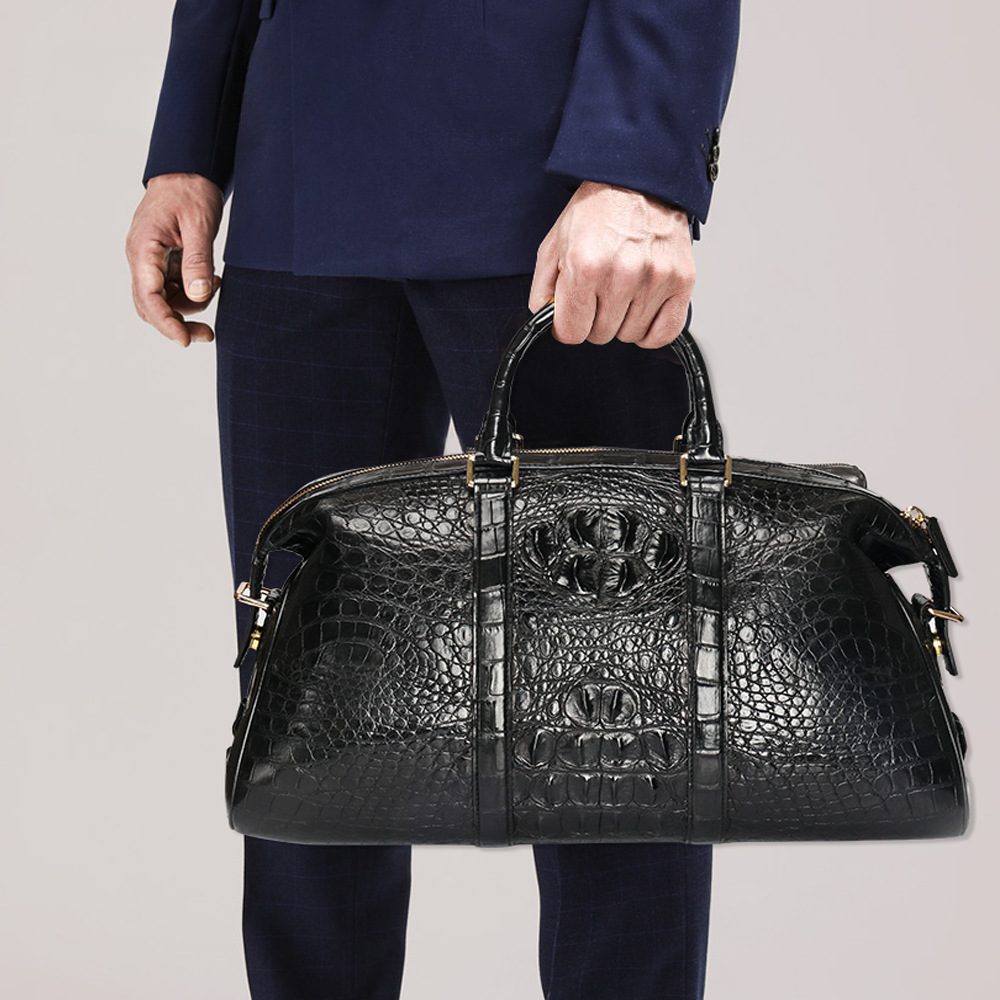 Siamese crocodile skin genuine leather unisex handbag travel bag casual fashion large capacity handbag