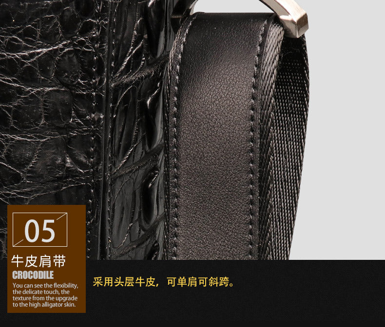 Siamese crocodile skin genuine leather men's briefcase handbag business trip commuting meeting business bag office bag file bag handbag shoulder bag