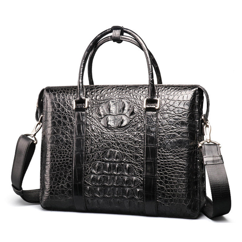 Siamese crocodile skin genuine leather men's briefcase handbag business trip commuting meeting business bag office bag file bag handbag shoulder bag