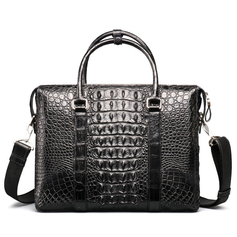 Siamese crocodile skin genuine leather men's briefcase handbag business trip commuting meeting business bag office bag file bag handbag shoulder bag