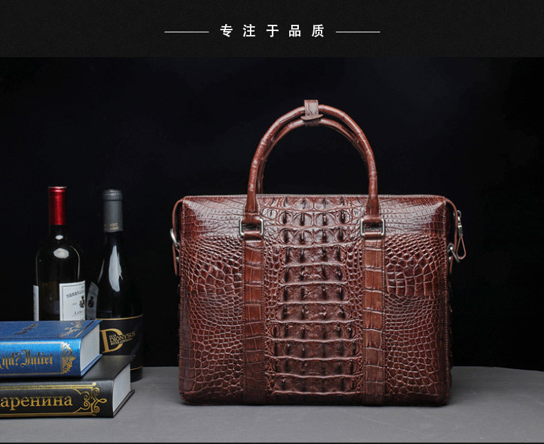 Siamese crocodile skin genuine leather men's briefcase handbag business trip commuting meeting business bag office bag file bag handbag shoulder bag