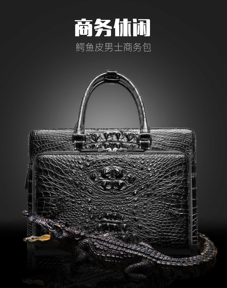 Siamese Crocodile Skin Men's Briefcase Genuine Leather High Quality Business Bag Handbag