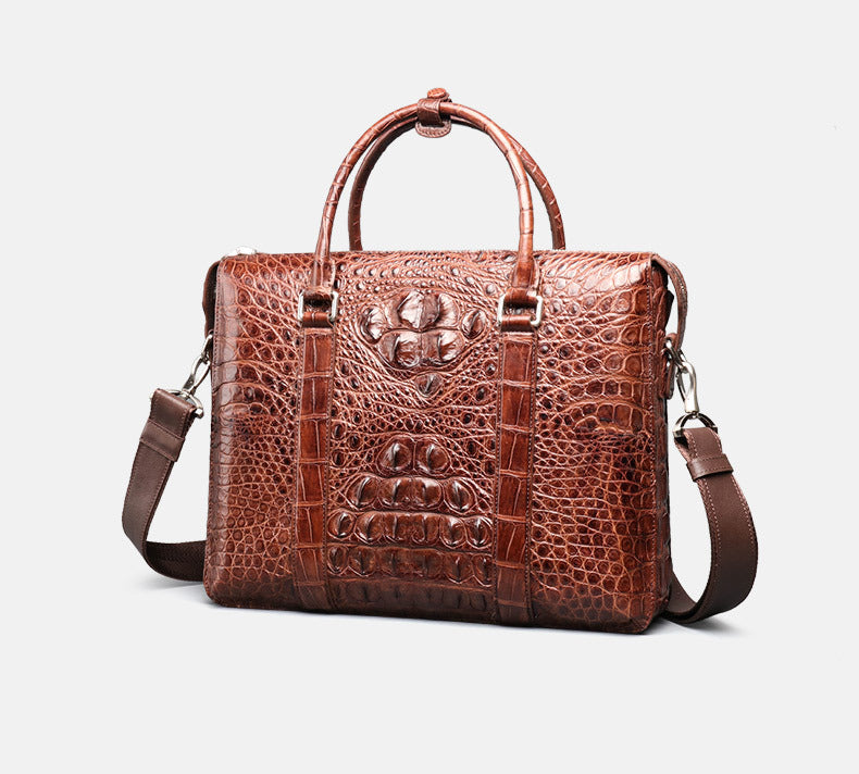 Siamese crocodile skin genuine leather men's briefcase handbag business trip commuting meeting business bag office bag file bag handbag shoulder bag