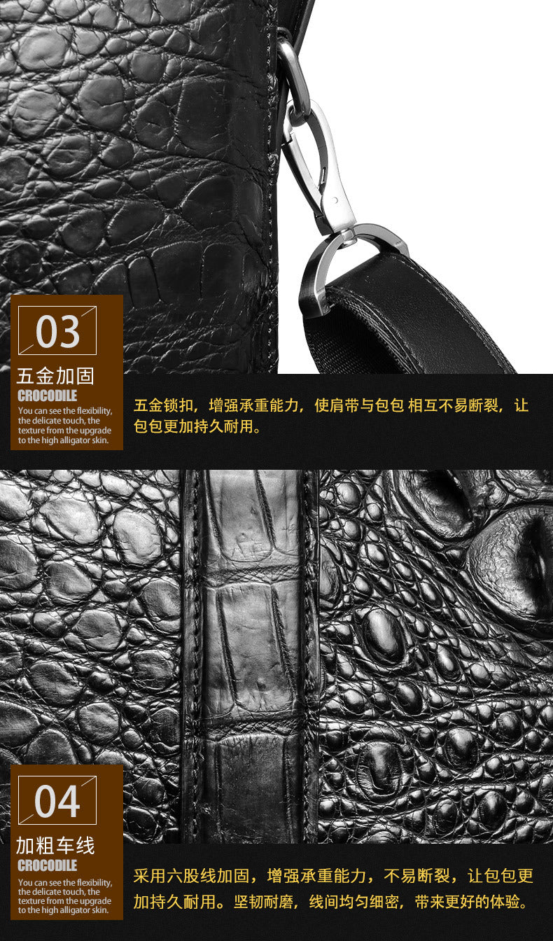 Siamese crocodile skin genuine leather men's briefcase handbag business trip commuting meeting business bag office bag file bag handbag shoulder bag