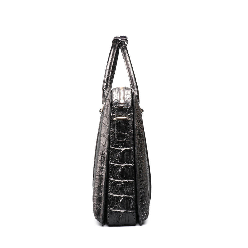 Siamese crocodile skin genuine leather men's briefcase handbag business trip commuting meeting business bag office bag file bag handbag shoulder bag
