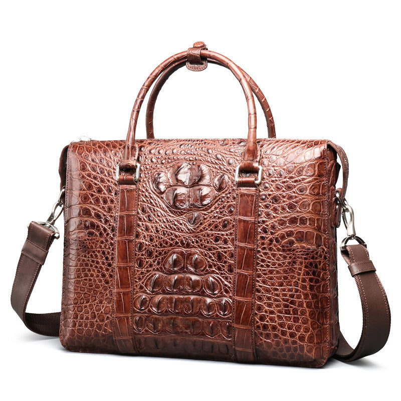 Siamese crocodile skin genuine leather men's briefcase handbag business trip commuting meeting business bag office bag file bag handbag shoulder bag