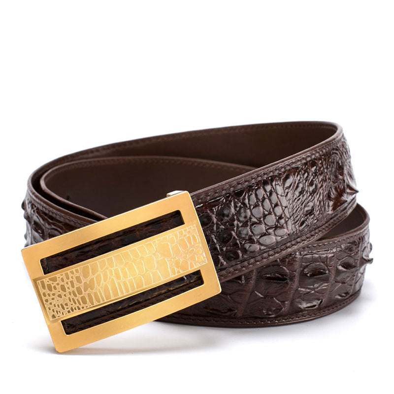 Siamese Crocodile Skin Genuine Leather Men's Belt Smooth Buckle Stylish Business Casual Belt Gift Present