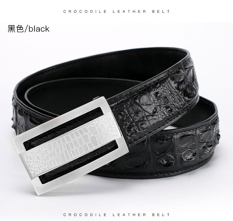 Siamese Crocodile Skin Genuine Leather Men's Belt Smooth Buckle Stylish Business Casual Belt Gift Present