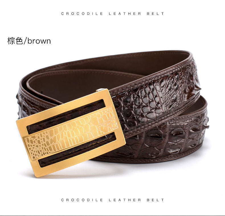 Siamese Crocodile Skin Genuine Leather Men's Belt Smooth Buckle Stylish Business Casual Belt Gift Present