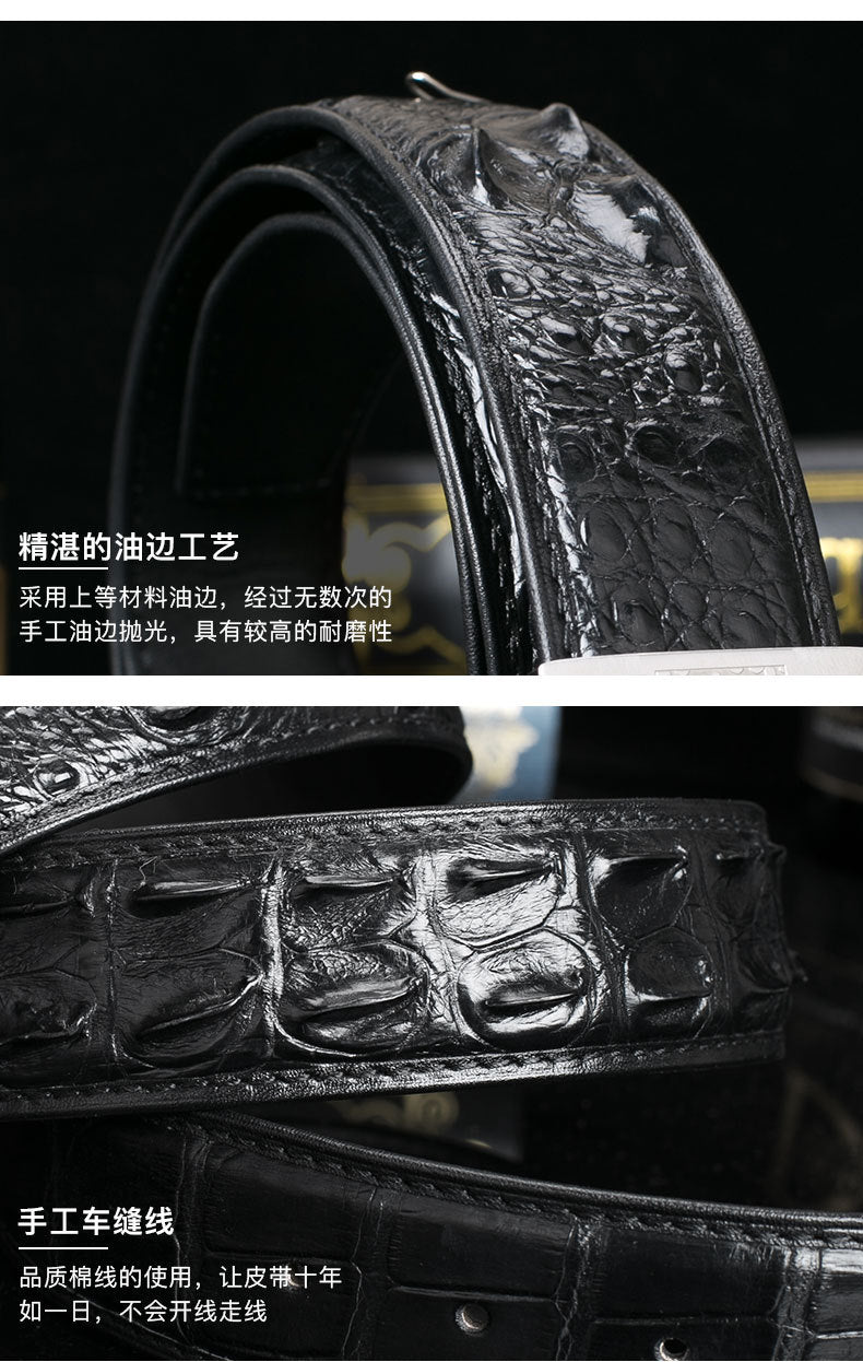Siamese Crocodile Skin Genuine Leather Men's Belt Smooth Buckle Stylish Business Casual Belt Gift Present