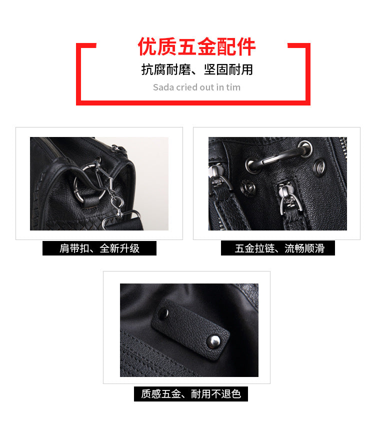 Men's Briefcase Sheepskin Genuine Leather Crossbody Shoulder Bag Computer Bag Business Handbag