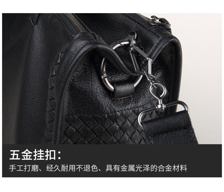 Men's Briefcase Sheepskin Genuine Leather Crossbody Shoulder Bag Computer Bag Business Handbag