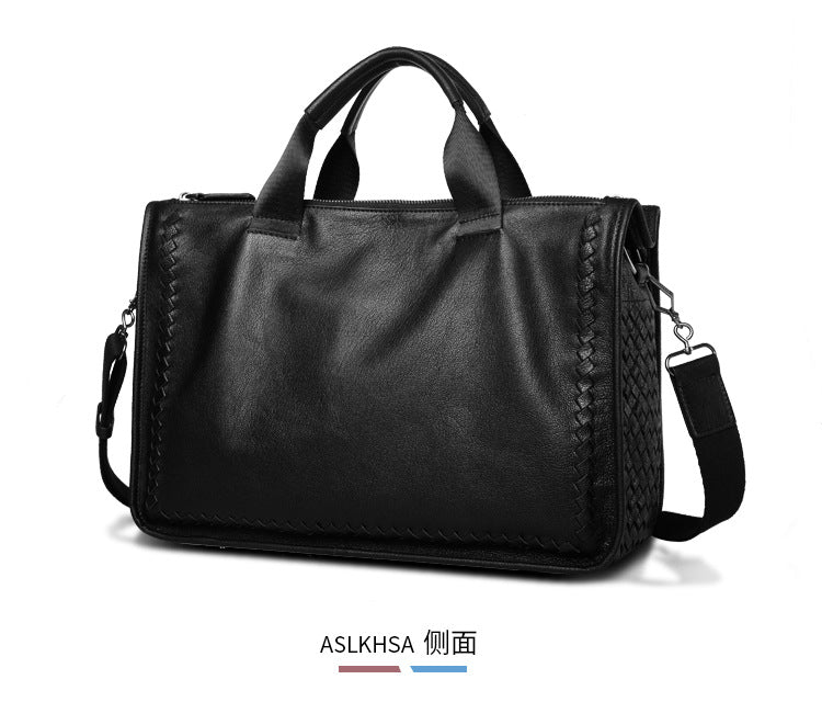 Men's Briefcase Sheepskin Genuine Leather Crossbody Shoulder Bag Computer Bag Business Handbag