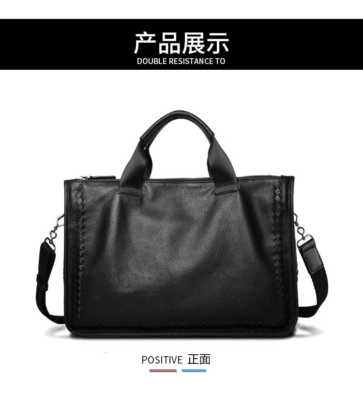 Men's Briefcase Sheepskin Genuine Leather Crossbody Shoulder Bag Computer Bag Business Handbag