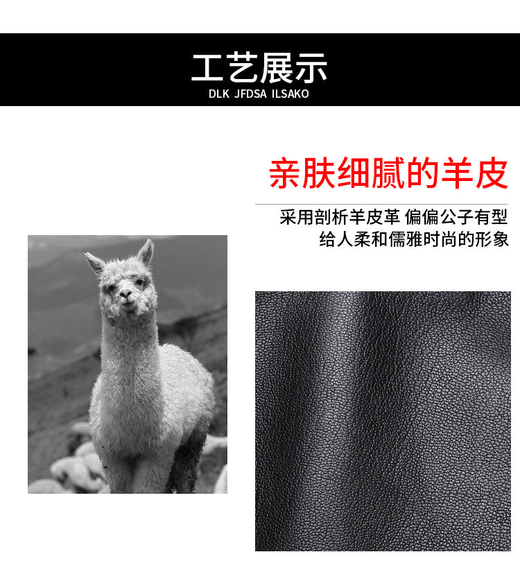 Men's Briefcase Sheepskin Genuine Leather Crossbody Shoulder Bag Computer Bag Business Handbag