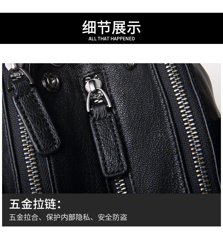 Men's Briefcase Sheepskin Genuine Leather Crossbody Shoulder Bag Computer Bag Business Handbag