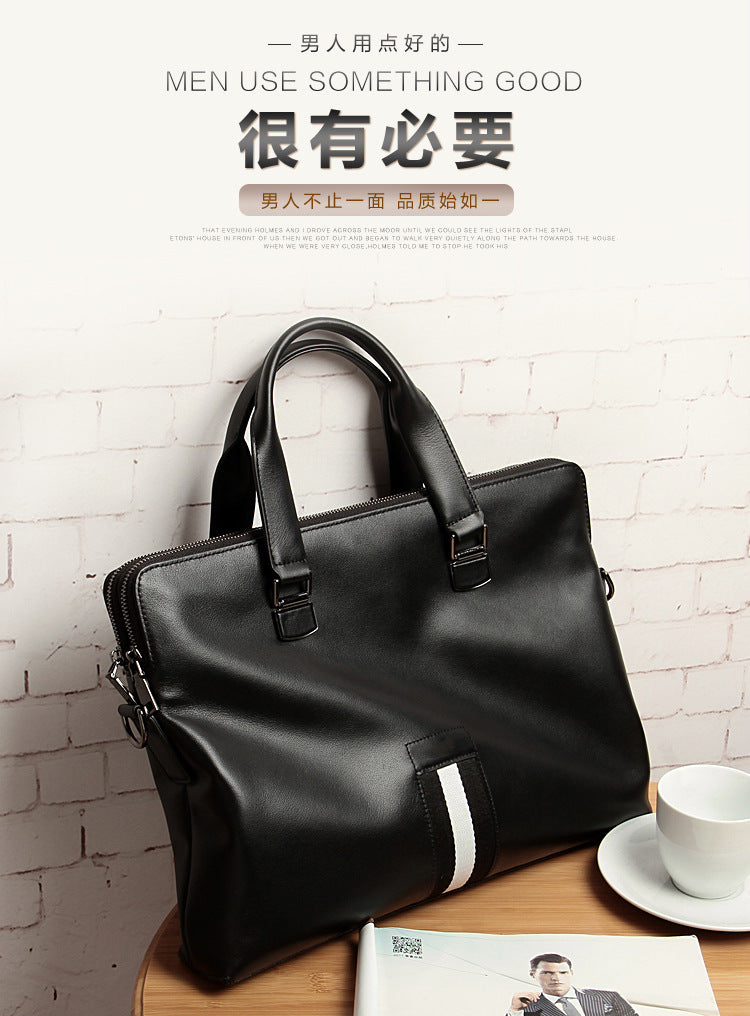 Men's Business Briefcase Made of Cowhide Genuine Leather High Quality Men's Handbag Handbag Computer Bag