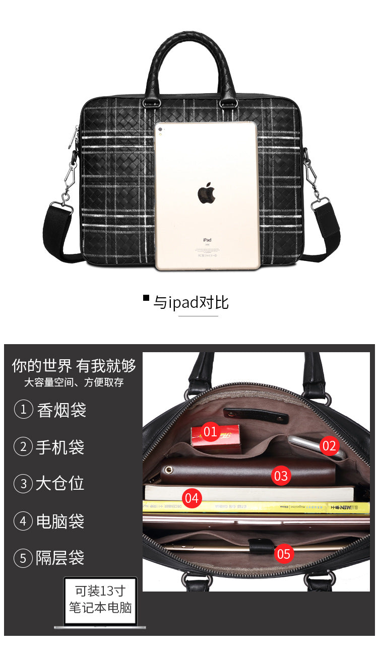 Men's handbag cowhide high quality men's handbag business briefcase crossbody shoulder bag